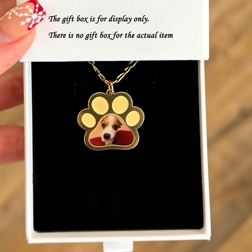 Engraved Name Necklace - パーソナライズされたペットの足跡カラー印刷写真ネックレスステンレス鋼カスタム犬猫の足跡ペンダントペット愛好家のためのメモリアルジュエリーギフト