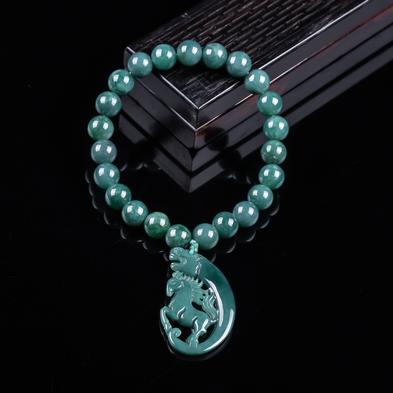Jewelry & Watches Sp Z Oo Ul Frezerów 3 - 天然翡翠ブルーウォーター干支馬ビーズ手編みブレスレット高級ジュエリーファッションジュエリーチャームギフト券
