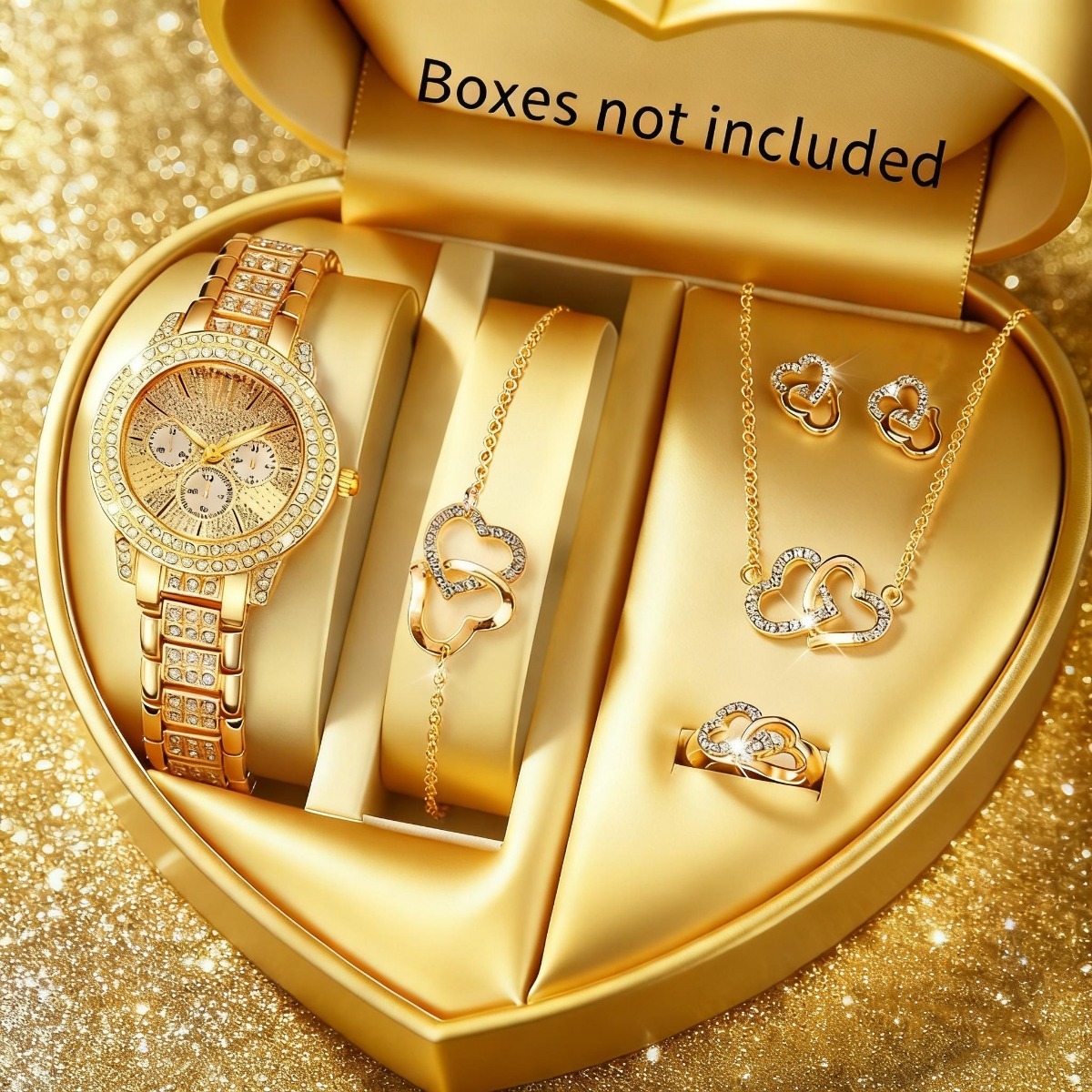 Jewelry Watches For Kids - 6 個の高級ラインストーン女性用腕時計ジュエリーセットレディースファッション合金ストラップクォーツ腕時計リロイムヘールガールズクロック (箱なし)