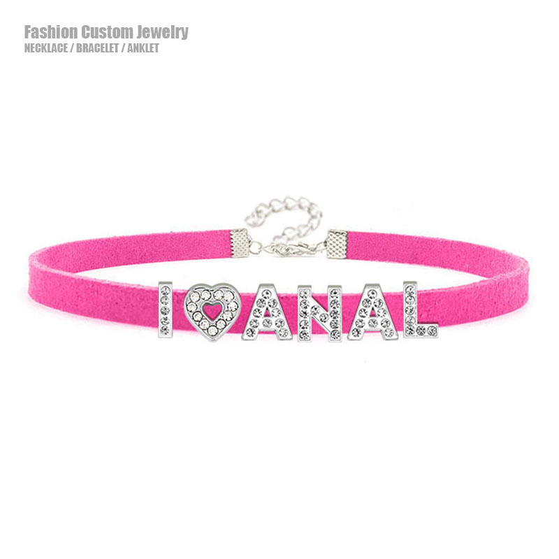 Crystal Choker Necklace - ラインストーンの文字が付いたセクシーなネックレス,アナルカラー,パーソナライズされた原宿コスプレジュエリー