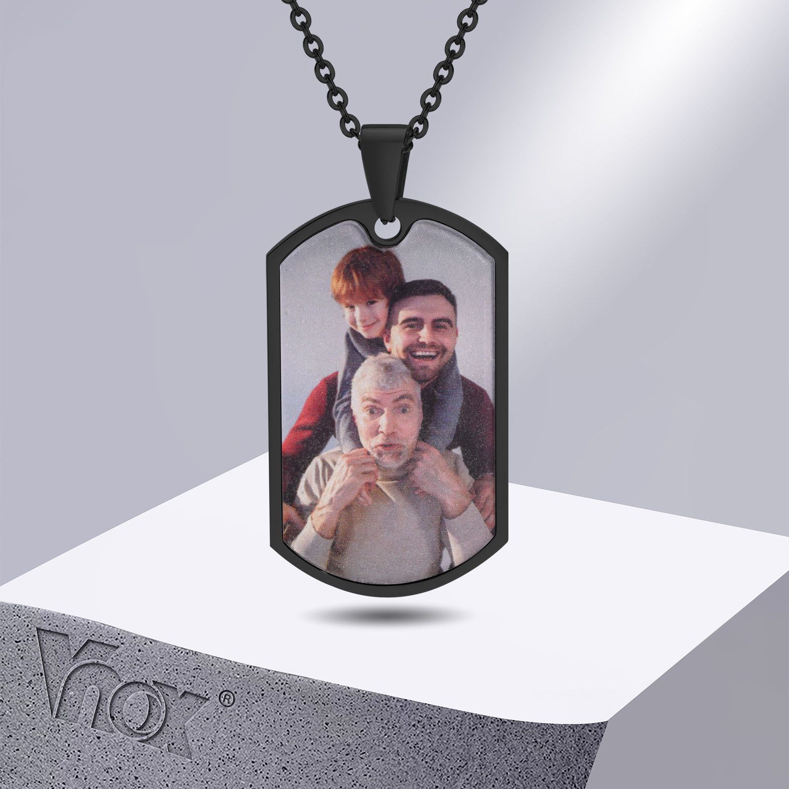 Mens Dog Tag Necklace - Vnox 無料カスタム写真言葉ドッグタグネックレス男性女性用、ステンレス鋼パーソナライズ意味のある首輪記念品ギフト