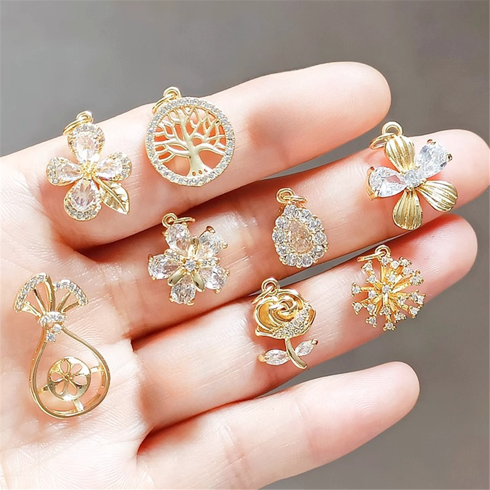 Rose Gold Bracelet - 14K ゴールドメッキとジルコニウム象嵌ローズローズマネーバッグペンダント DIY ブレスレットネックレス手作りジュエリーアクセサリー