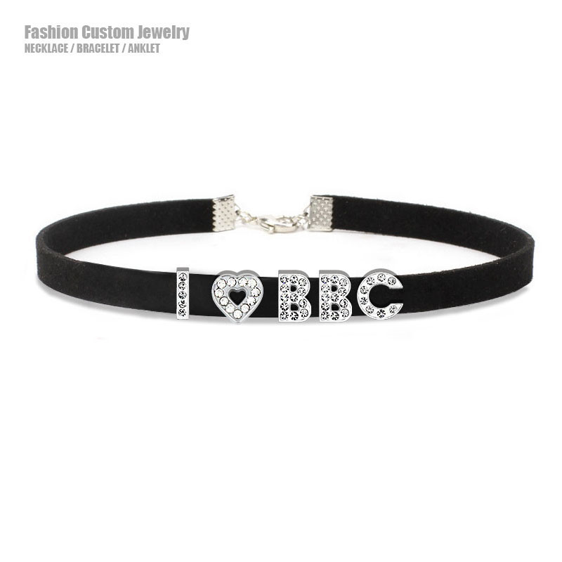 Crystal Choker Necklace - 女性と男性のためのセクシーなラインストーンの文字が付いたネックレス,ビーズ,文字が付いた宝石
