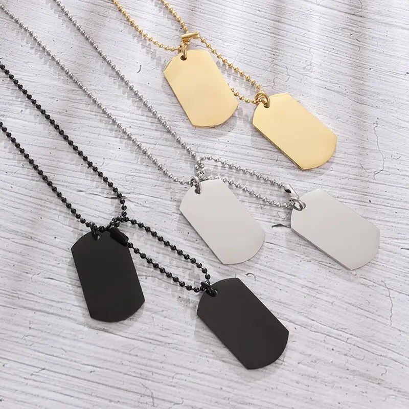 Mens Dog Tag Necklace - シンプルなステンレス鋼ダブルドッグタグネックレス高研磨チタン鋼ペンダントは男性のジュエリーにすることができます