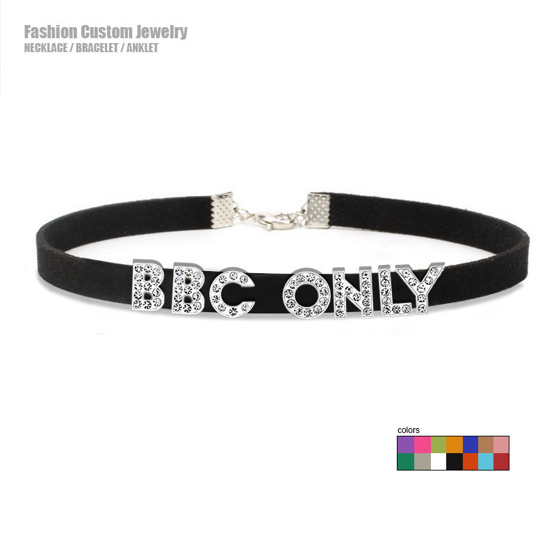 Crystal Choker Necklace - ラインストーンレター BBC のみネックレス女性のためのカスタマイズされた名前チョーカー首輪韓国スタイルカスタムパーティークラブジュエリー大人のギフト
