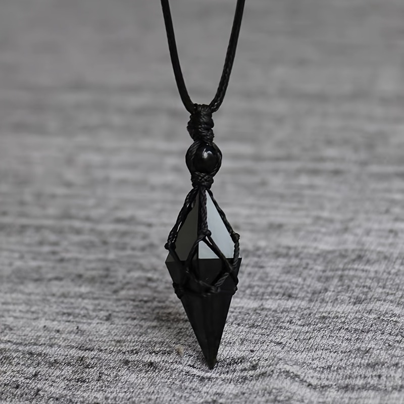 Mens Dog Tag Necklace - ボヘミアンハンドメイド天然ブラックネックレス 男女兼用 バレンタインデー、母の日、父の日ギフト エレガントなアクセサリー