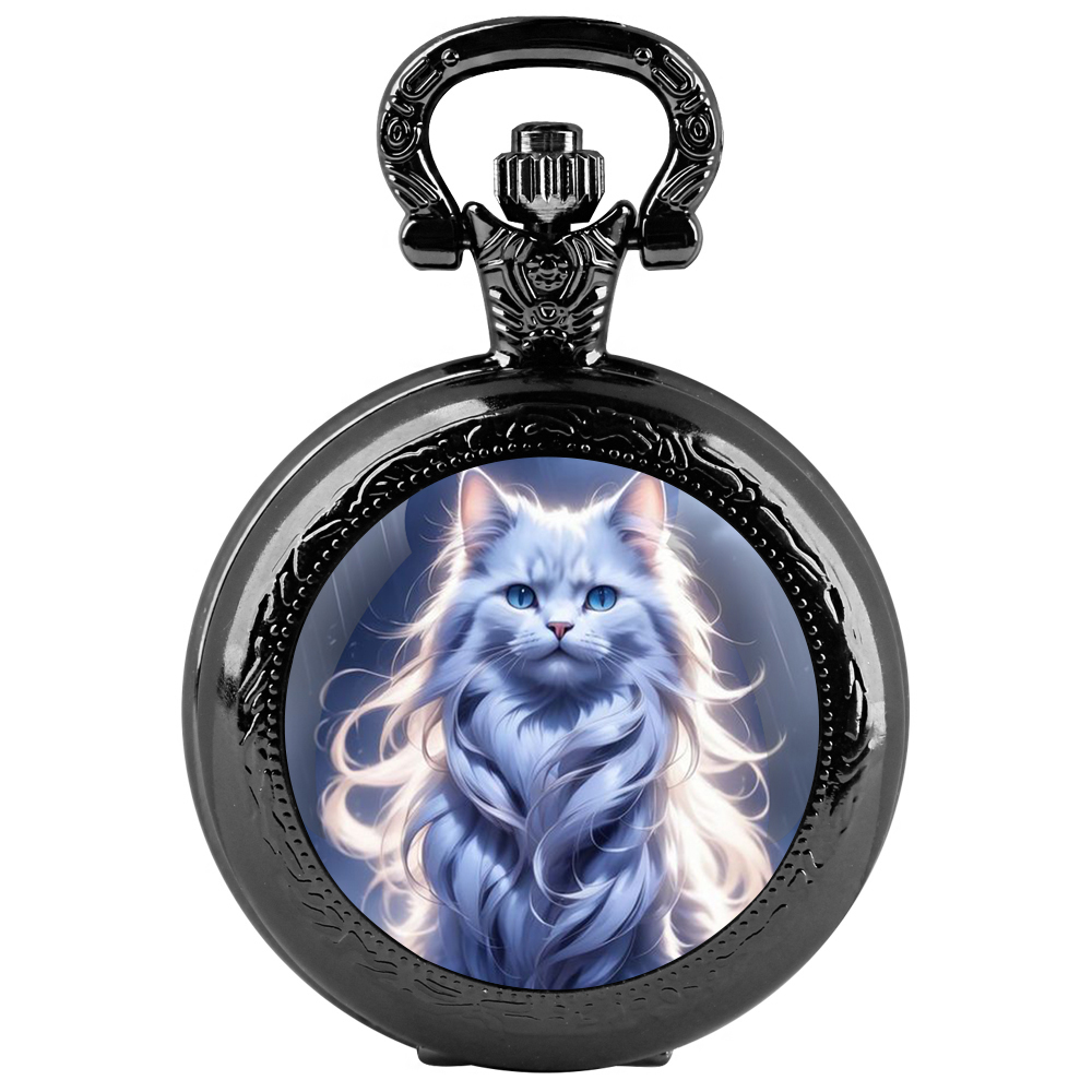 Jewelry Watches For Kids - かわいい漫画猫デザインクォーツ懐中時計女性男性子供ポケット & フォブチェーン腕時計ジュエリーギフト