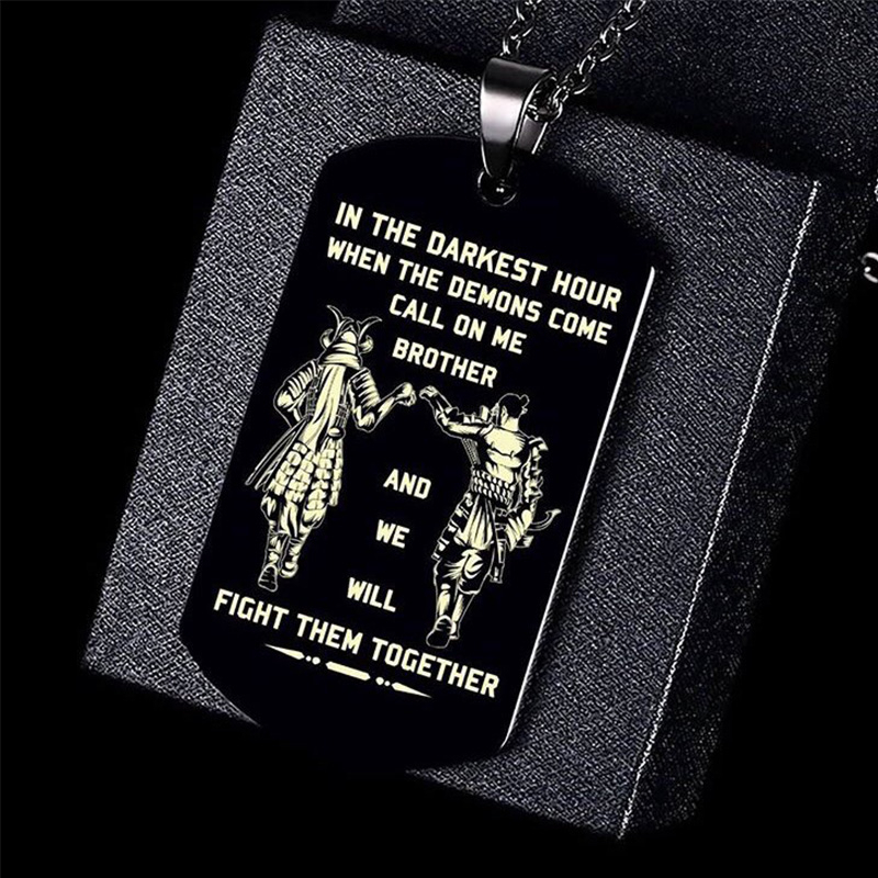 Mens Dog Tag Necklace - 悪魔が来るときの最も暗い時間のvnox男性のための兄弟犬のタグステンレス鋼のペンダントbffネックレス友愛の贈り物