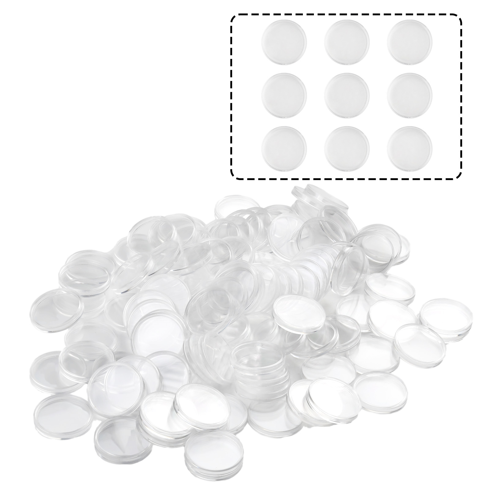 Collectors Coins Jewelry & Watches Of Smithtown - 100個入り 透明プラスチック製丸型コインカプセルホルダー 34mm 収納ボックス コレクター用 二重保護付き