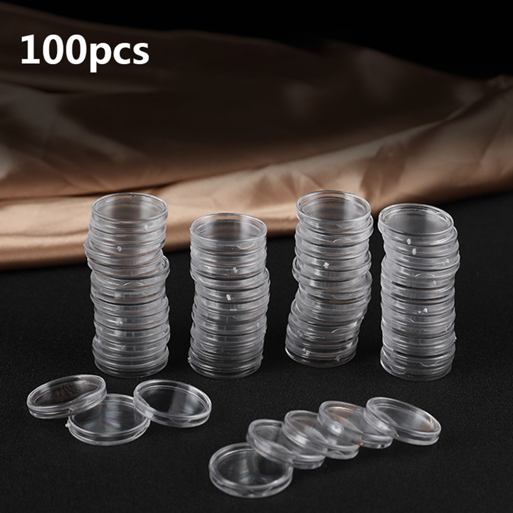 Collectors Coins Jewelry & Watches Of Smithtown - 100個入り 透明プラスチック製 小型丸型収納ボックス 直径16MM コインコレクターや記念品ホルダー用