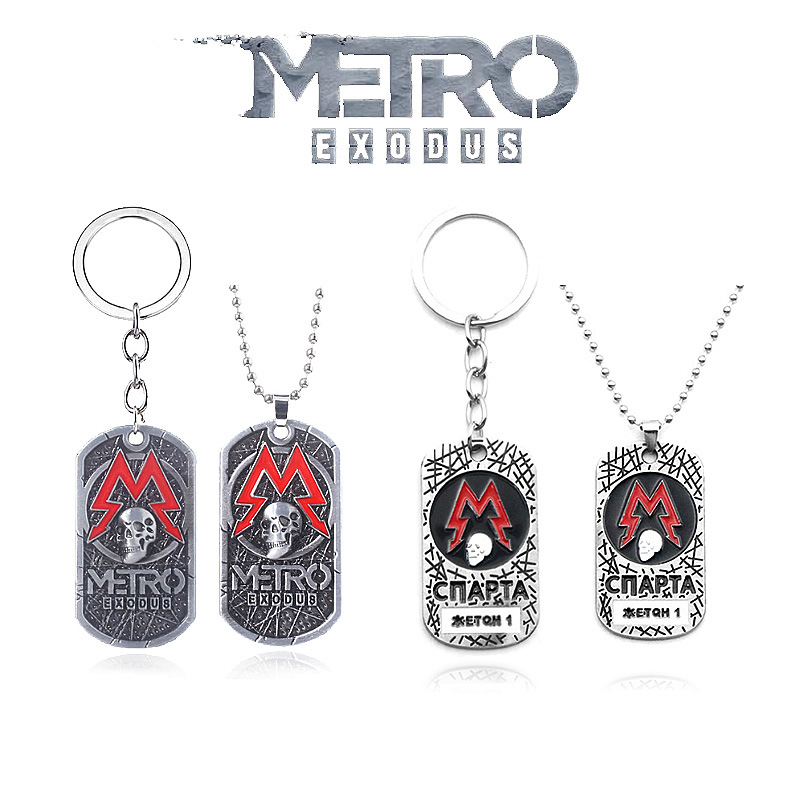 Mens Dog Tag Necklace - ゲームメトロエクソダス 2033 キーホルダー創造性犬タグスカルメタルペンダントネックレス男性女性ジュエリーアクセサリーチャームギフト
