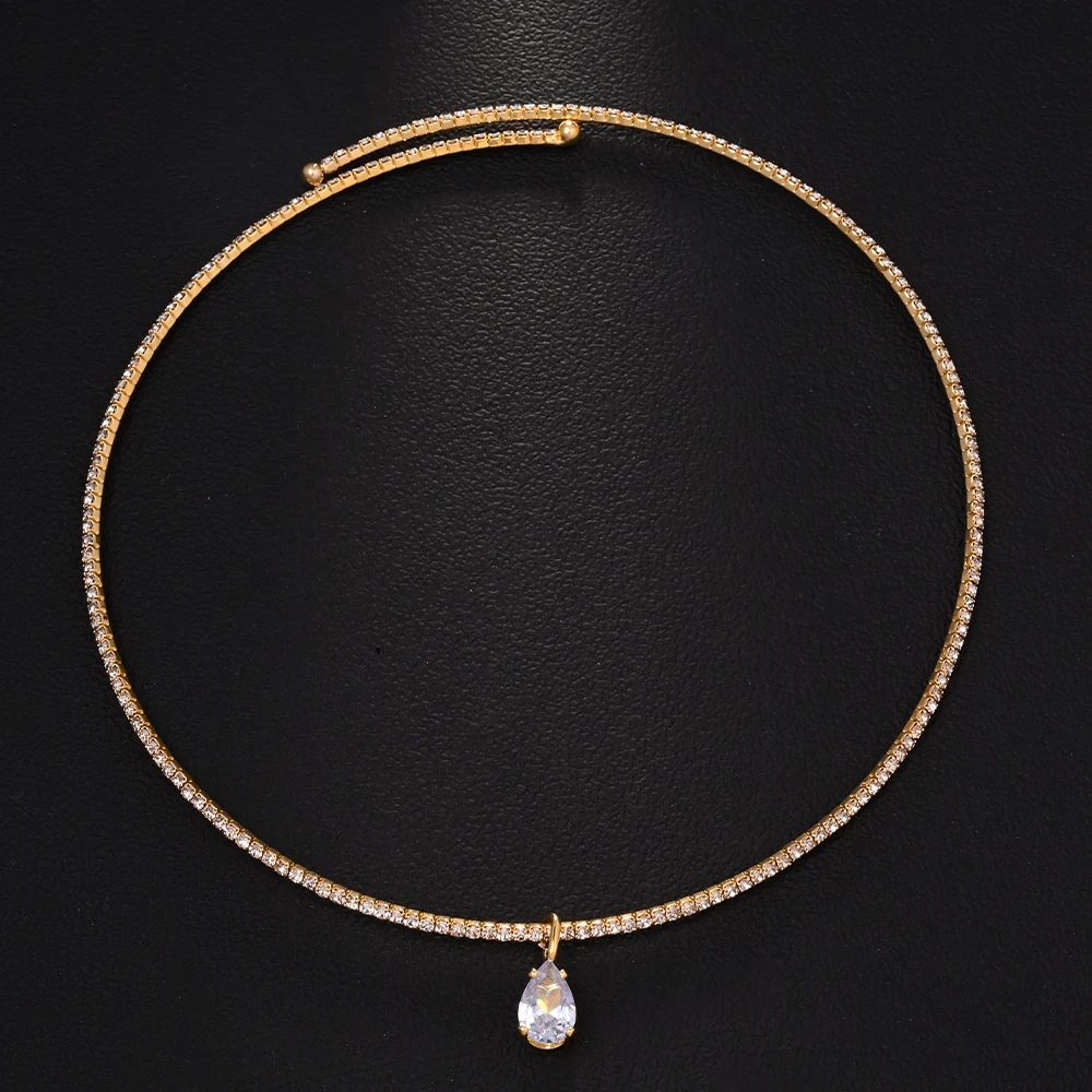 Crystal Choker Necklace - Stonefans ウォータードロップペンダントチョーカーネックレス結婚式の高級ラインストーンアクセサリーファッション 2025 チャームジュエリー高品質ギフト