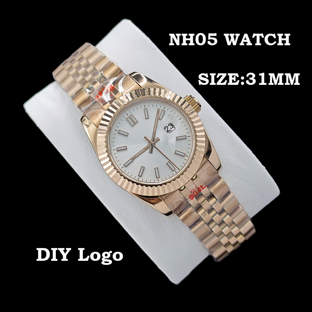 Rose Gold Bracelet - 新しい 31 ミリメートル NH05 腕時計レディース自動巻き時計パーソナライズされたカスタマイズ時計ローズゴールドステンレススチール時計 NH05