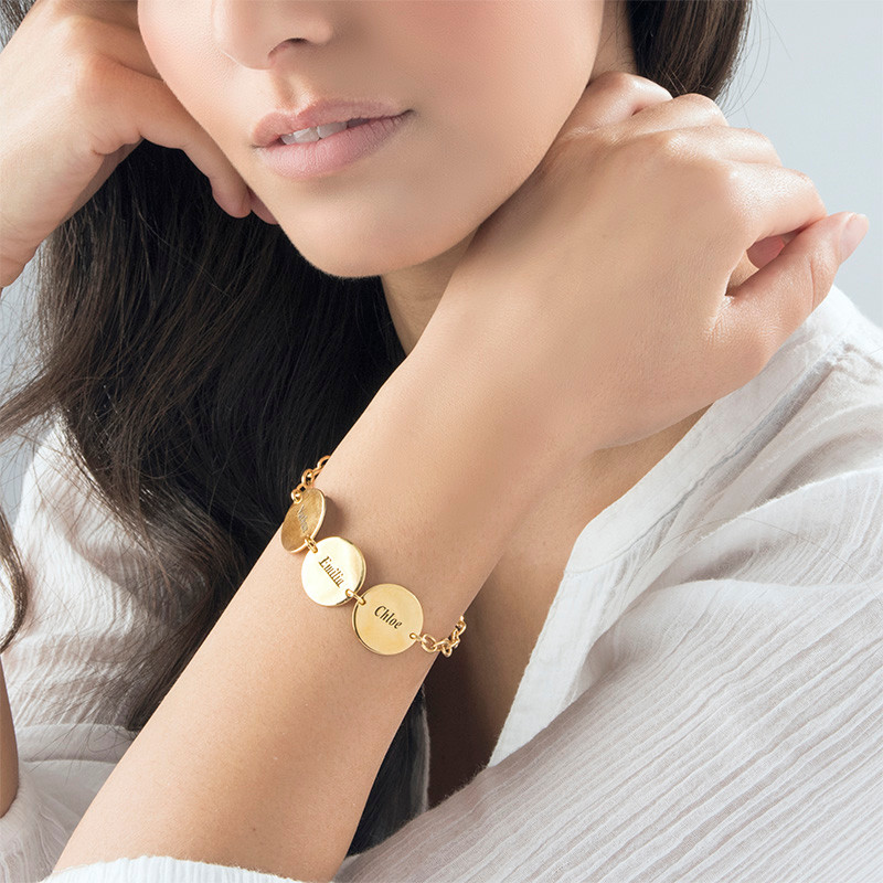 Rose Gold Bracelet - 刻印ネームブレスレット 18K ゴールドメッキ カスタムネームブレスレット ファミリーネームブレスレット 女性用ブレスレット