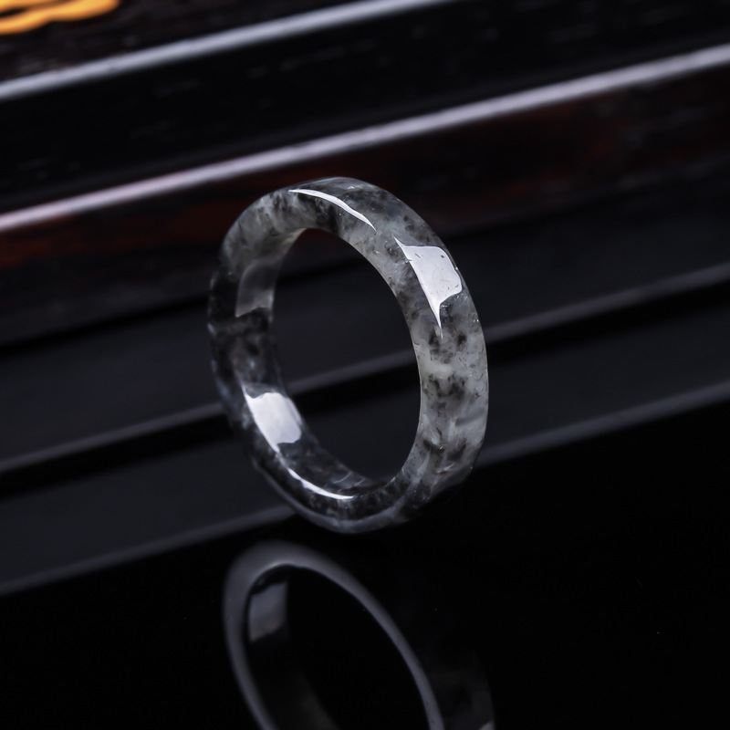 Jewelry & Watches Sp Z Oo Ul Frezerów 3 - 天然A級ビルマ産、黒翡翠アイスタイプリング、男女兼用ジュエリー、多用途な贈り物に最適な翡翠アイテム