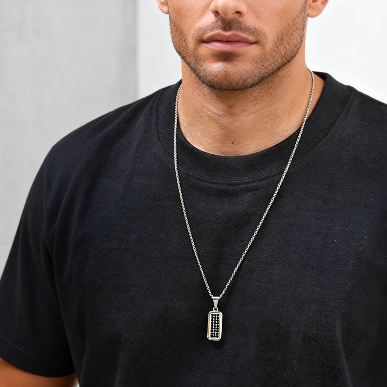 パーソナライズドッグタグネックレス男性用ギフト、ジルコン象嵌 - Mens Dog Tag Necklace のレビューと価格