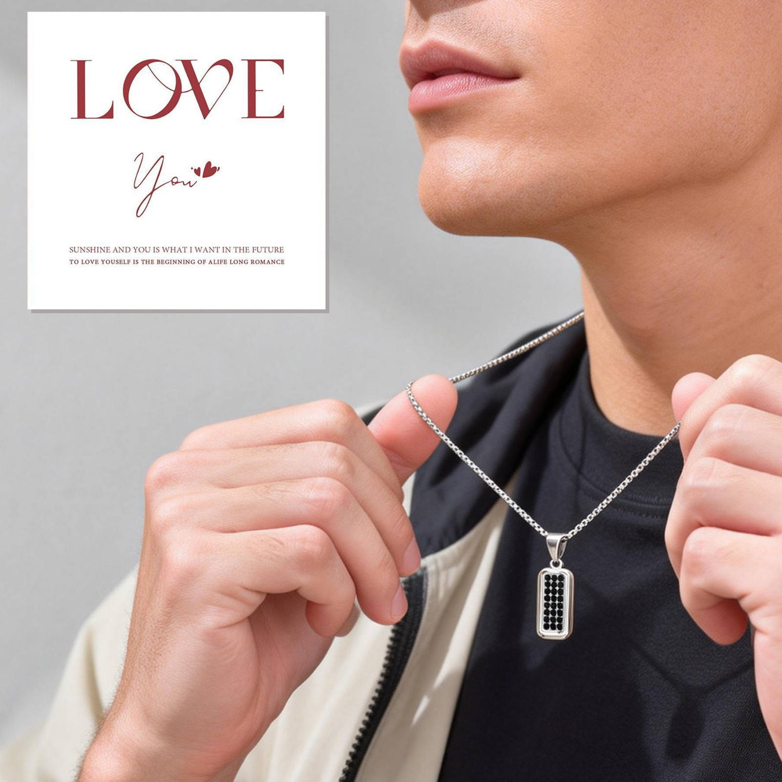 パーソナライズドッグタグネックレス男性用ギフト、ジルコン象嵌 - Mens Dog Tag Necklace のレビューと価格