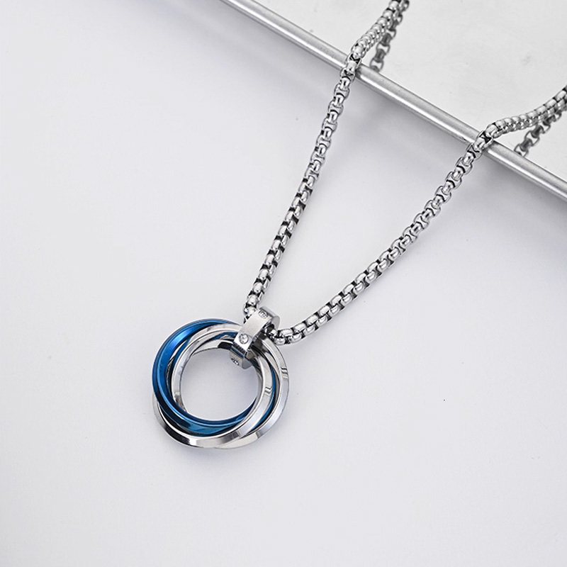 1 個のネックレス男性用ヒップホップ 3 リングチタン鋼色褪 - Mens Dog Tag Necklace のレビューと価格