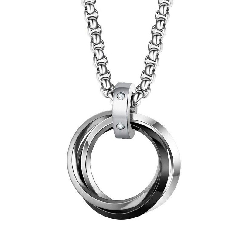 1 個のネックレス男性用ヒップホップ 3 リングチタン鋼色褪 - Mens Dog Tag Necklace のレビューと価格