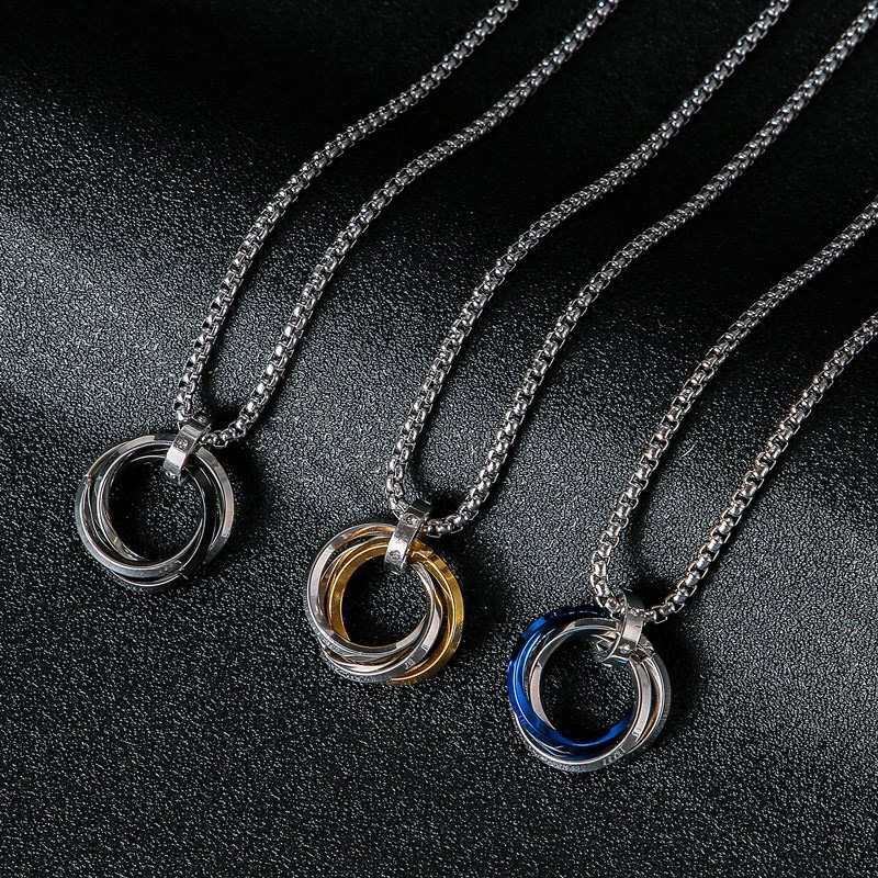 1 個のネックレス男性用ヒップホップ 3 リングチタン鋼色褪 - Mens Dog Tag Necklace のレビューと価格