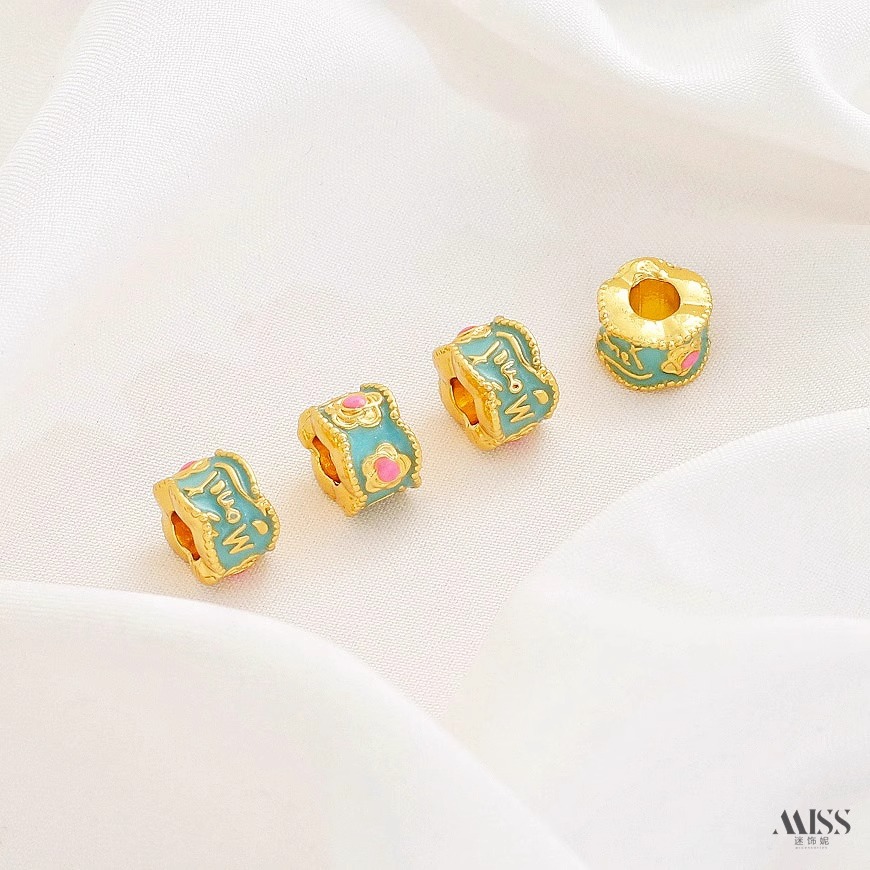 七宝焼きエナメル18K金メッキ、星、蝶、バラのスペーサービー - Rose Gold Bracelet のレビューと価格