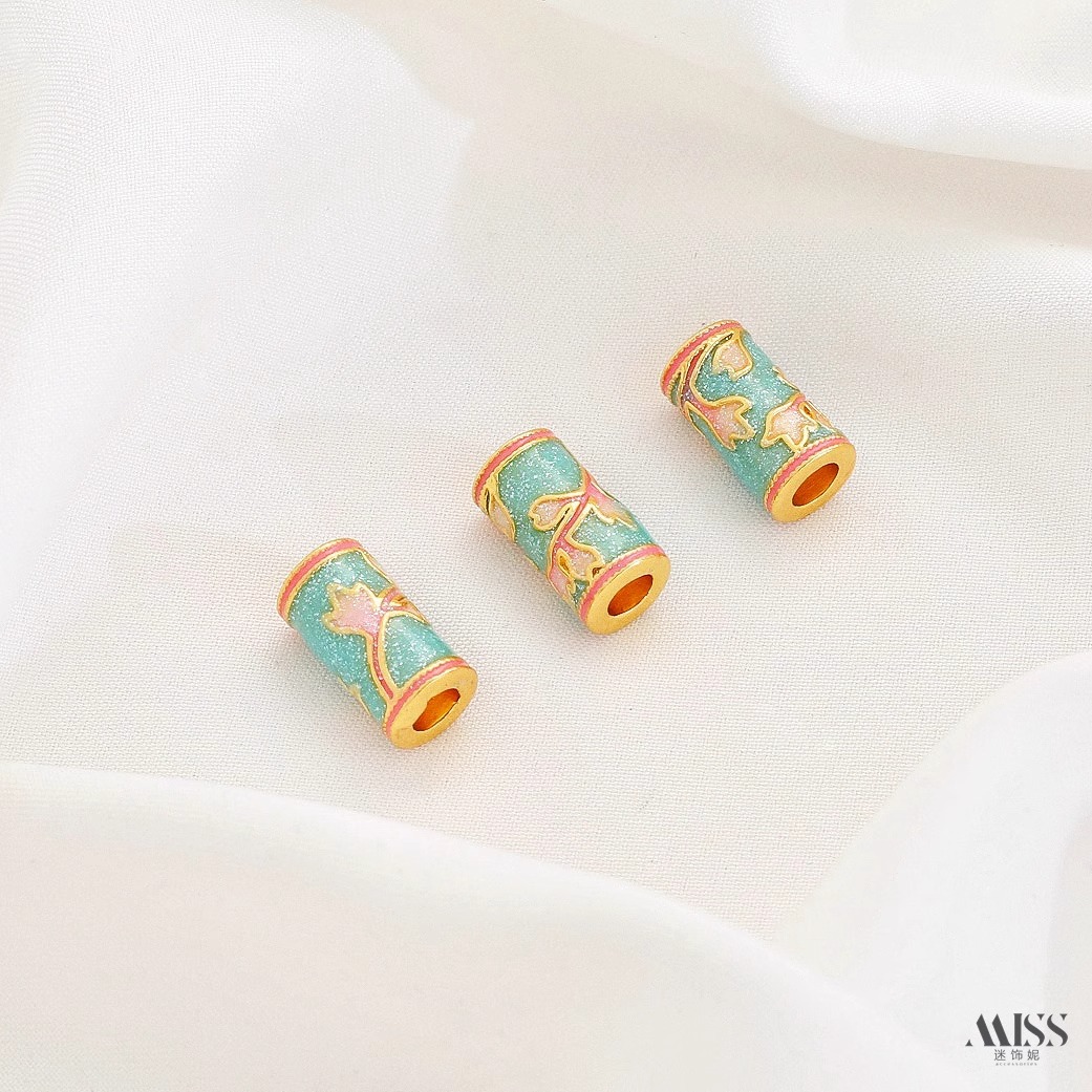 七宝焼きエナメル18K金メッキ、星、蝶、バラのスペーサービー - Rose Gold Bracelet のレビューと価格