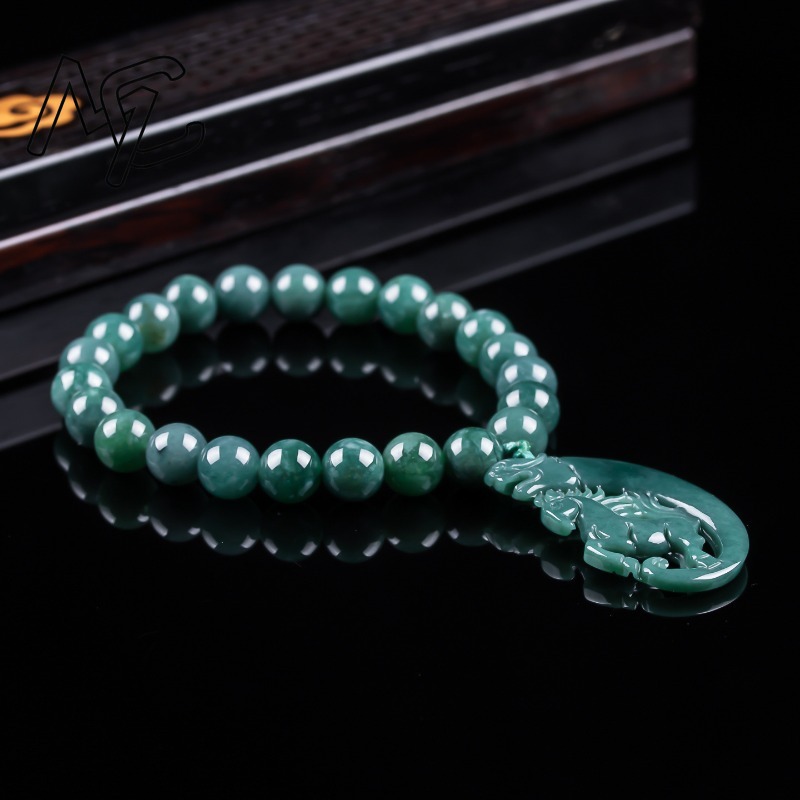 天然翡翠ブルーウォーター干支馬ビーズ手編みブレスレット高級ジ - Jewelry & Watches Sp Z Oo Ul Frezerów 3 のレビューと価格