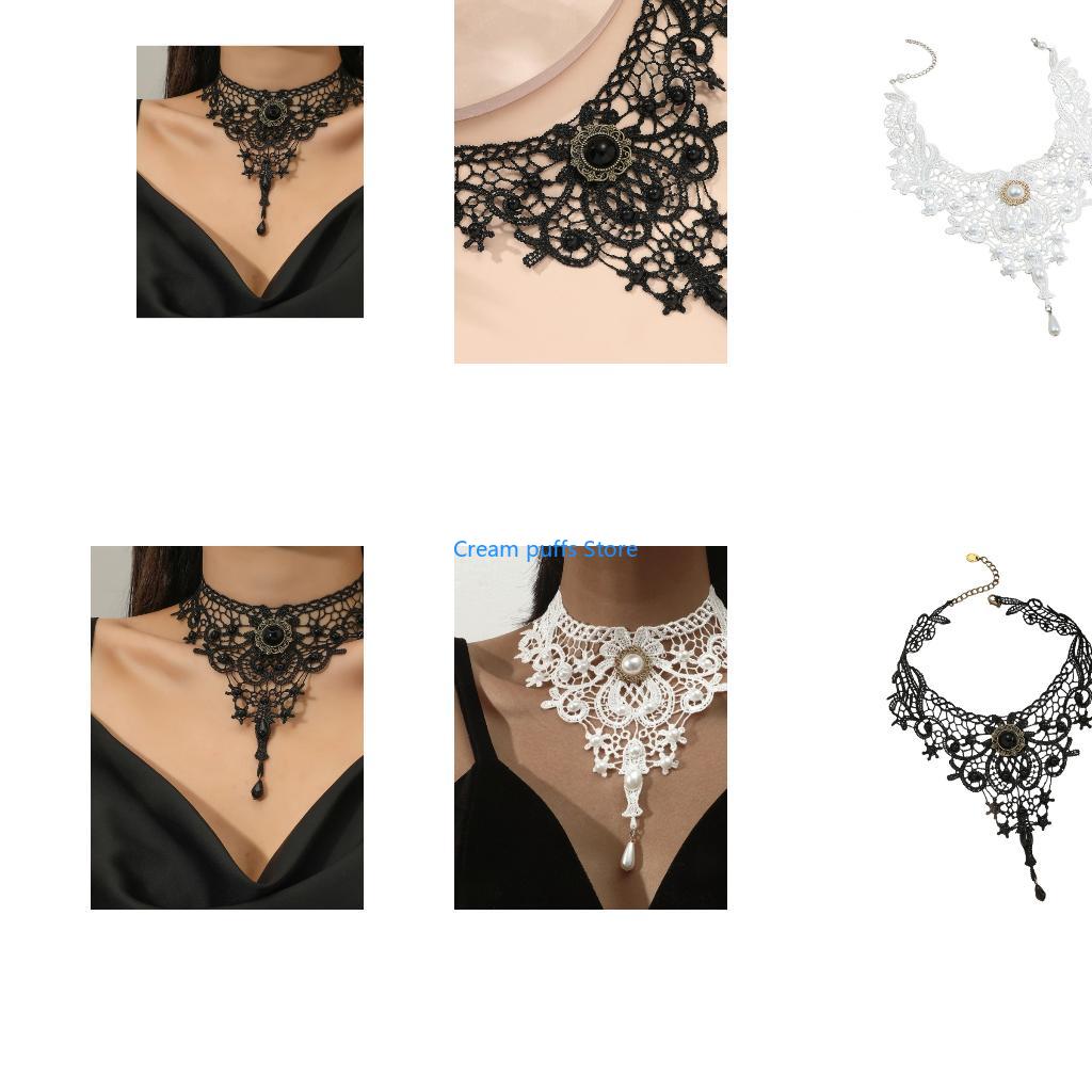 50LE レースチョーカーネックレス ゴシックスチームパンク - Crystal Choker Necklace のレビューと価格