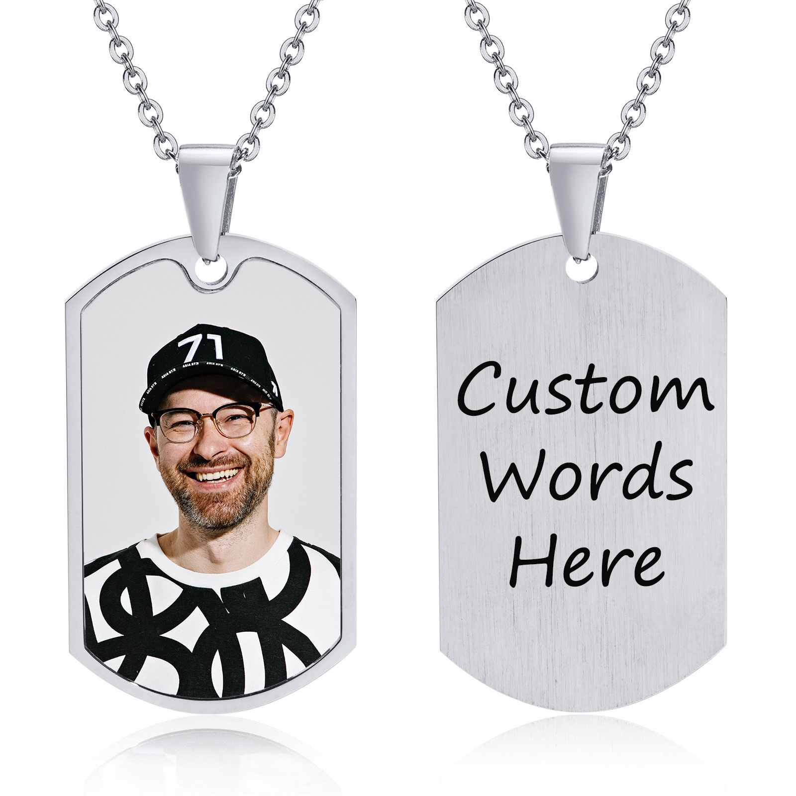 Vnox 無料カスタム写真言葉ドッグタグネックレス男性女性用 - Mens Dog Tag Necklace のレビューと価格