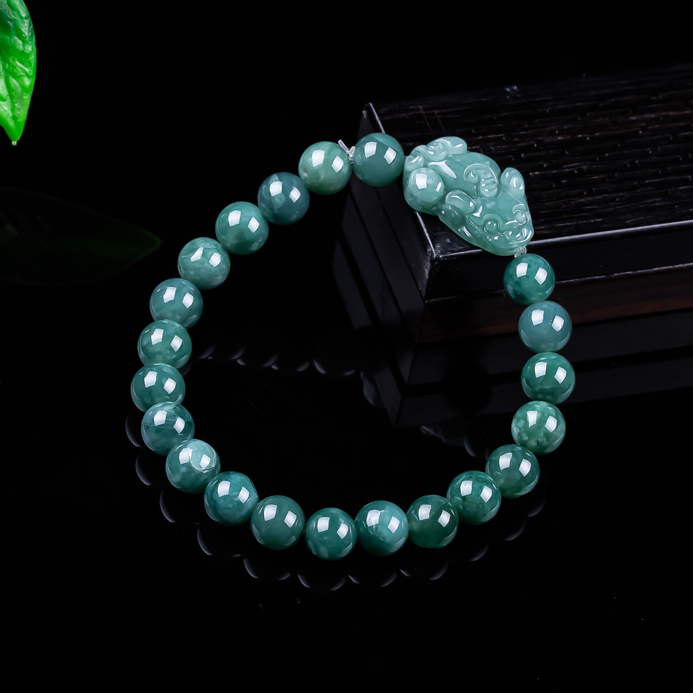 天然ビルマ翡翠貔貅ブレスレットヴィンテージお守りチャームギフ - Jewelry & Watches Sp Z Oo Ul Frezerów 3 のレビューと価格