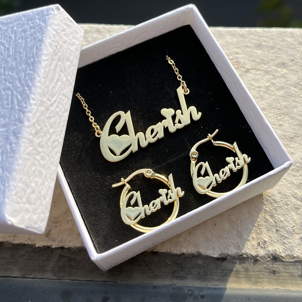Duoying-子供のためのカスタムイヤリングジュエリーセッ - Engraved Name Necklace のレビューと価格