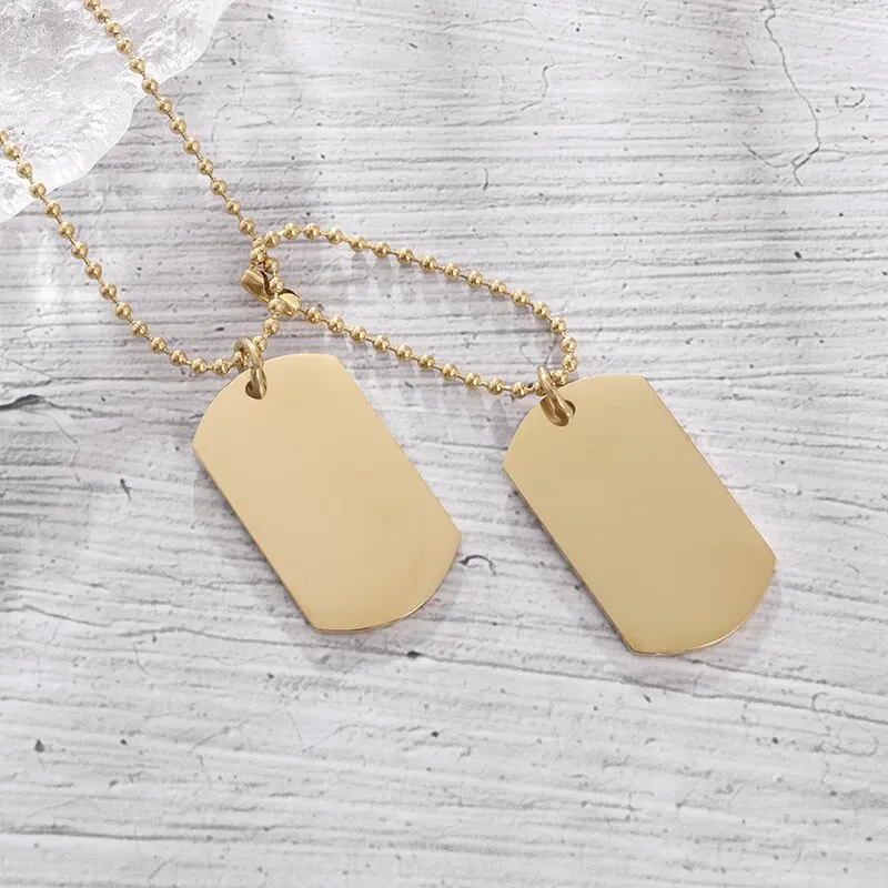 シンプルなステンレス鋼ダブルドッグタグネックレス高研磨チタン - Mens Dog Tag Necklace のレビューと価格