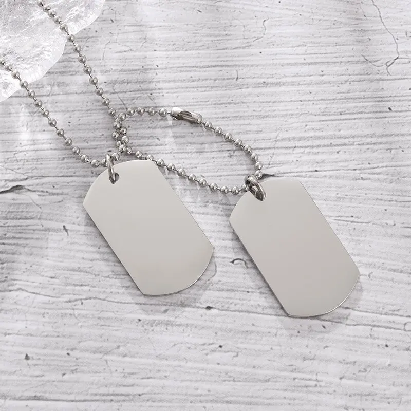 シンプルなステンレス鋼ダブルドッグタグネックレス高研磨チタン - Mens Dog Tag Necklace のレビューと価格