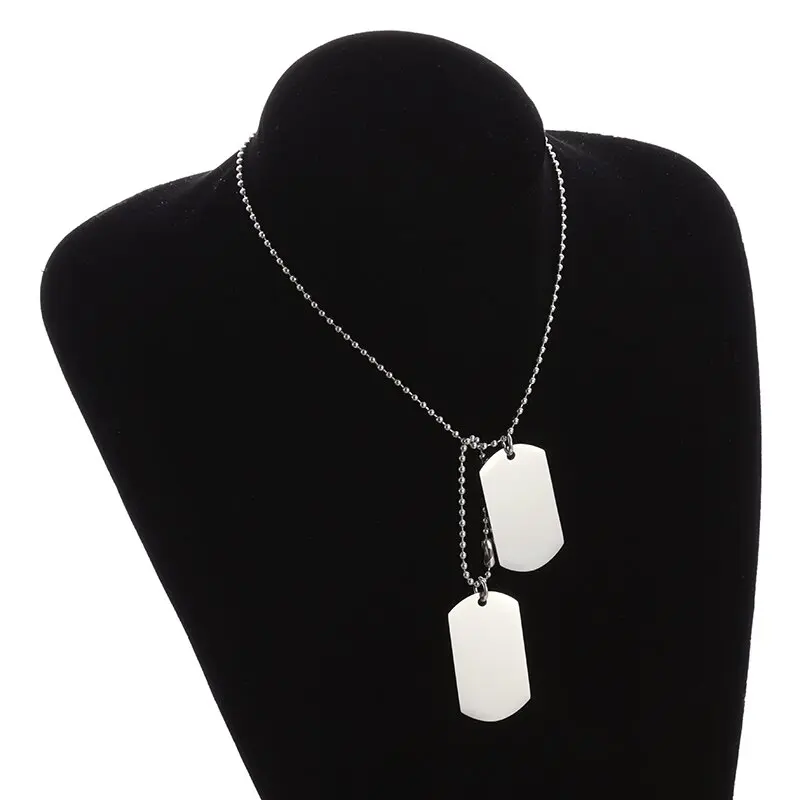 シンプルなステンレス鋼ダブルドッグタグネックレス高研磨チタン - Mens Dog Tag Necklace のレビューと価格