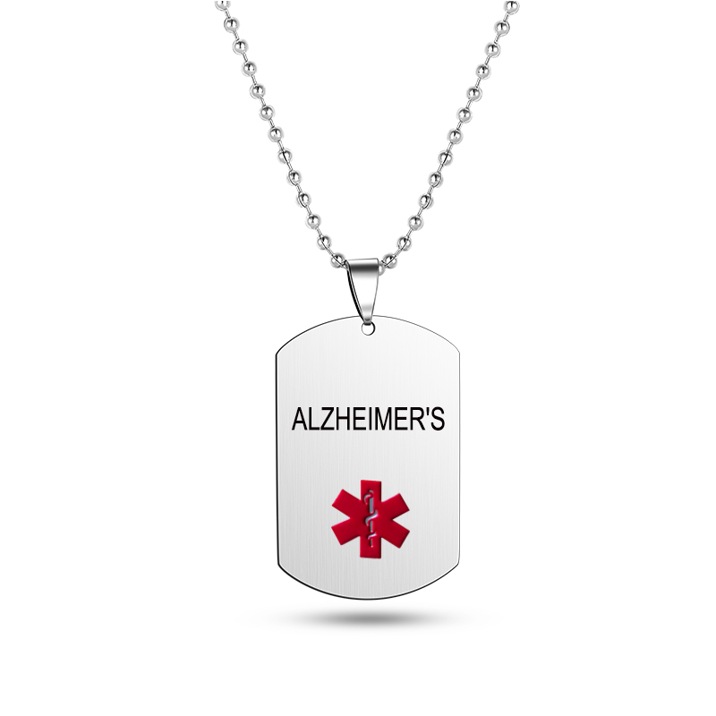 エナメルレッド医療警告ドッグタグネックレスステンレス鋼彫刻病 - Mens Dog Tag Necklace のレビューと価格