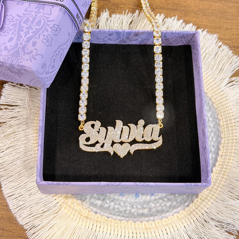 DUOYING カスタム ブリンブリン ネームフープ イヤリ - Engraved Name Necklace のレビューと価格