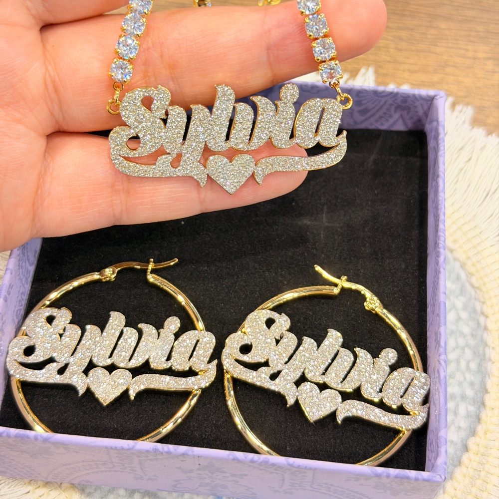 DUOYING カスタム ブリンブリン ネームフープ イヤリ - Engraved Name Necklace のレビューと価格