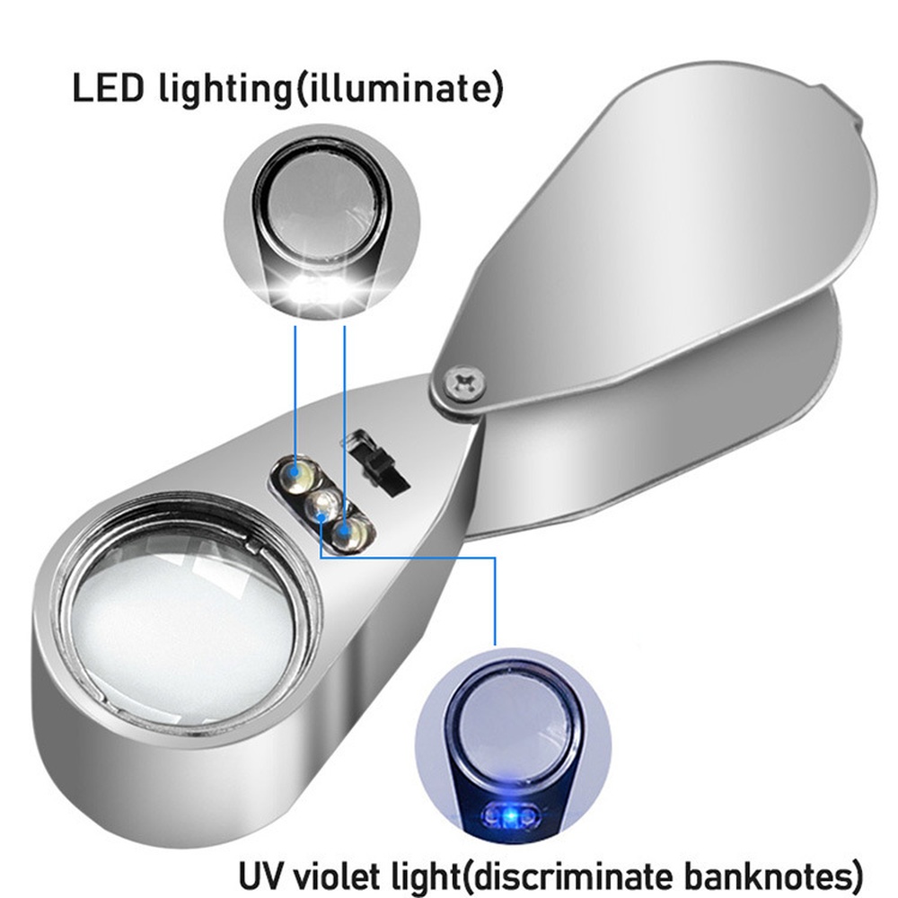 40倍高倍率折りたたみ式拡大鏡 LEDライト付き手持ちルーペ - Collectors Coins Jewelry & Watches Of Smithtown のレビューと価格