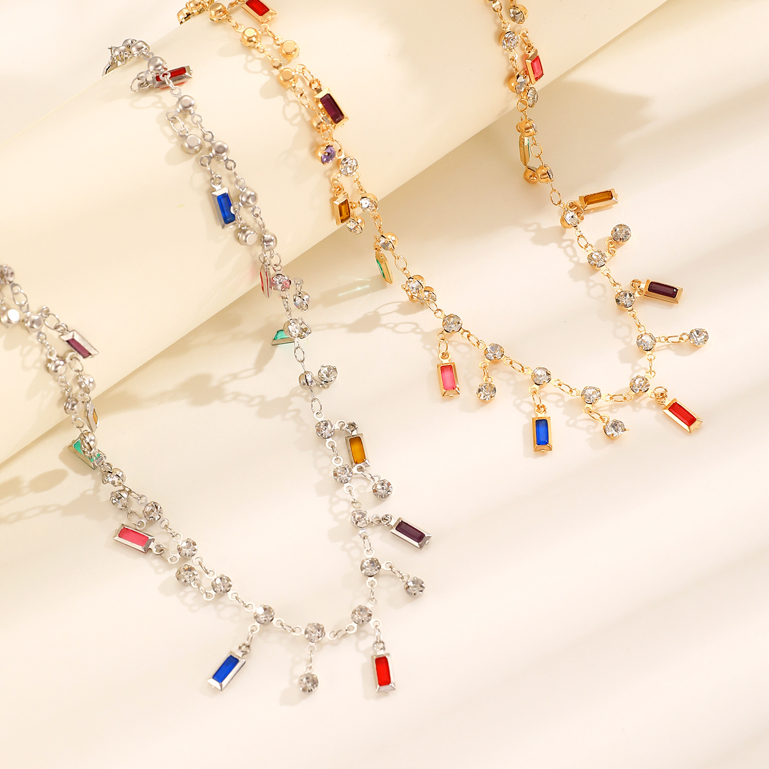ファッションドーパミンカラフルなクリスタルタッセルネックレス - Crystal Choker Necklace のレビューと価格
