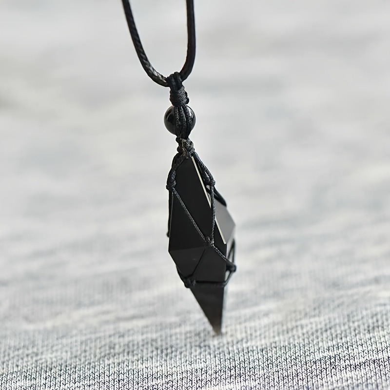 ボヘミアンハンドメイド天然ブラックネックレス 男女兼用 バレ - Mens Dog Tag Necklace のレビューと価格