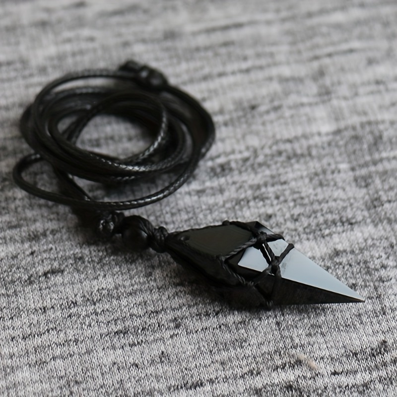 ボヘミアンハンドメイド天然ブラックネックレス 男女兼用 バレ - Mens Dog Tag Necklace のレビューと価格