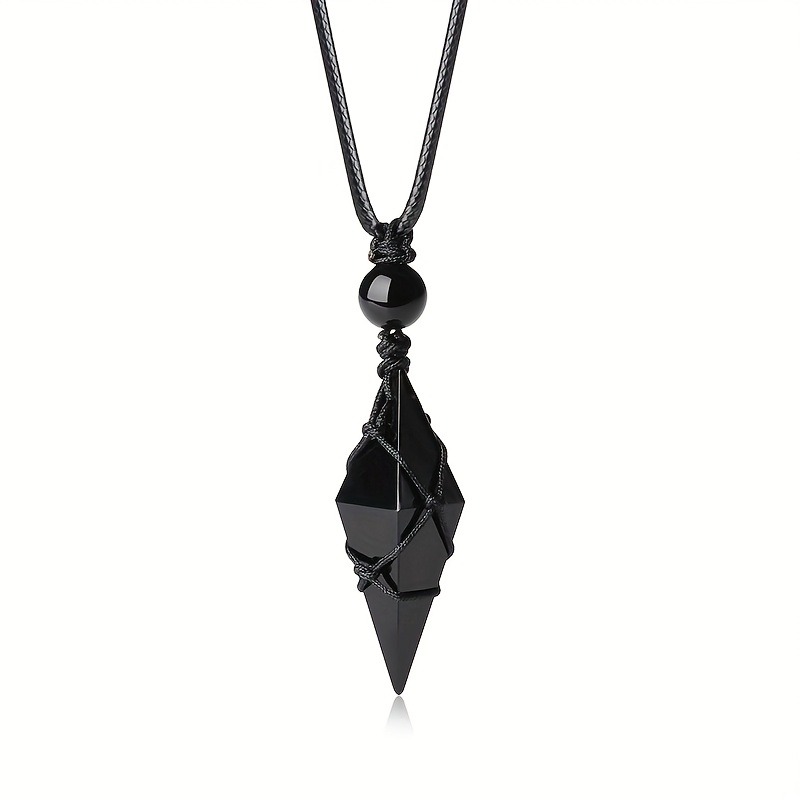 ボヘミアンハンドメイド天然ブラックネックレス 男女兼用 バレ - Mens Dog Tag Necklace のレビューと価格