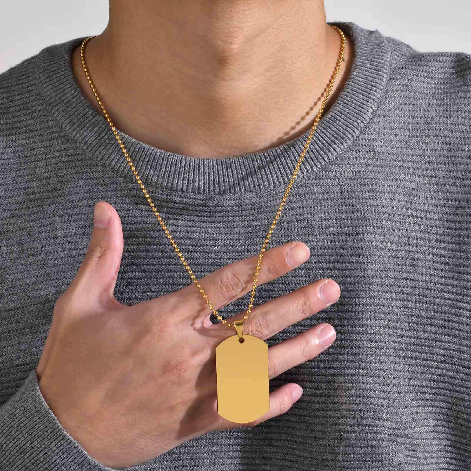 男性用のパーソナライズされた色とりどりのネックレス,ステンレ - Mens Dog Tag Necklace のレビューと価格