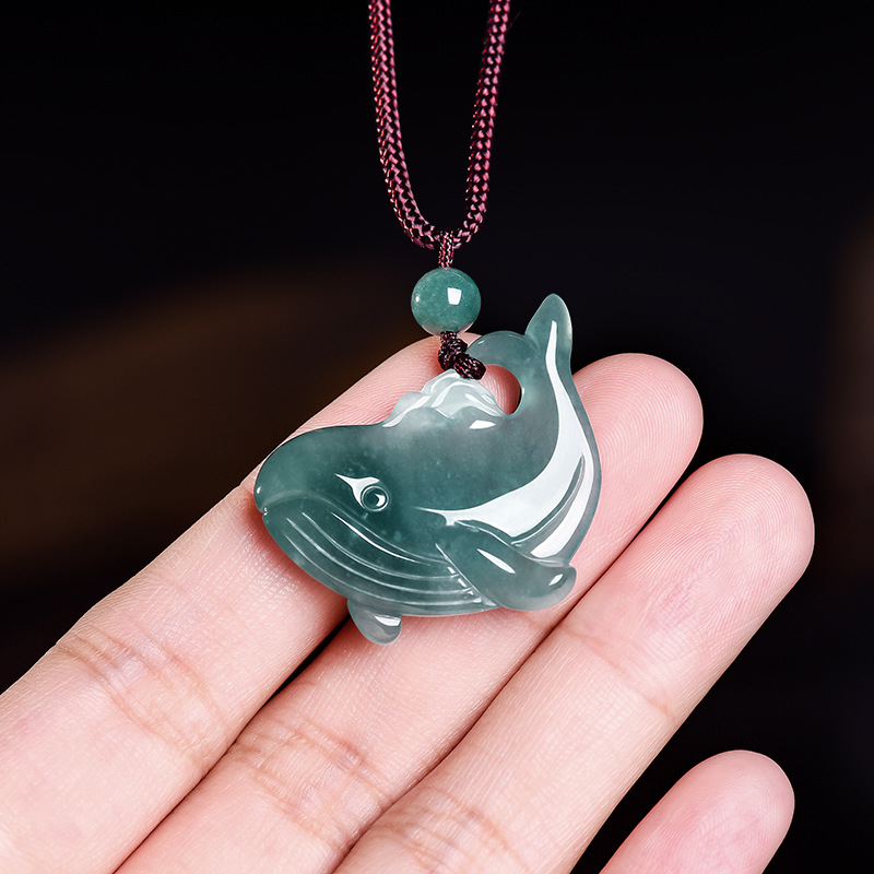 天然ビルマ翡翠クジラペンダントネックレスアクセサリー本物の翡 - Jewelry & Watches Sp Z Oo Ul Frezerów 3 のレビューと価格