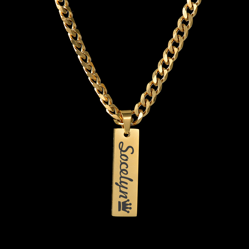 Goxijite カスタム刻印ネームネックレスキューバチェー - Engraved Name Necklace のレビューと価格