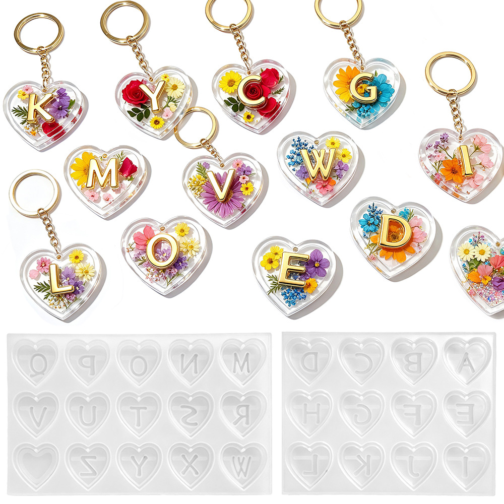 26文字とハート型シリコンモールド エポキシ樹脂 DIY パ - Engraved Name Necklace のレビューと価格