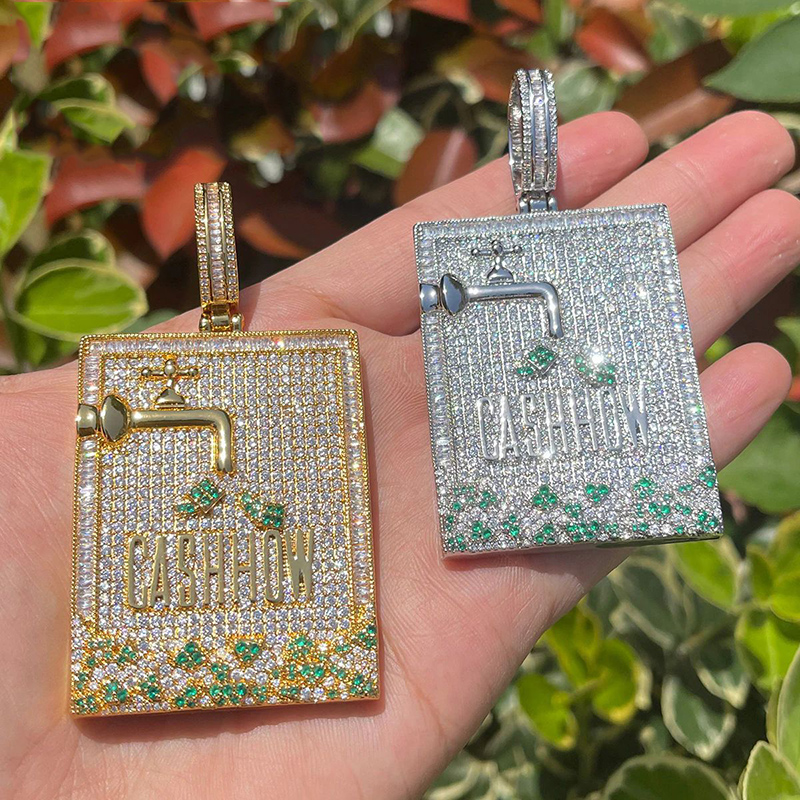 ヒップホップ 3A + CZ 石舗装ブリンブリンアイスアウト - Mens Dog Tag Necklace のレビューと価格