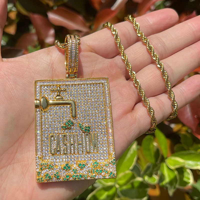 ヒップホップ 3A + CZ 石舗装ブリンブリンアイスアウト - Mens Dog Tag Necklace のレビューと価格