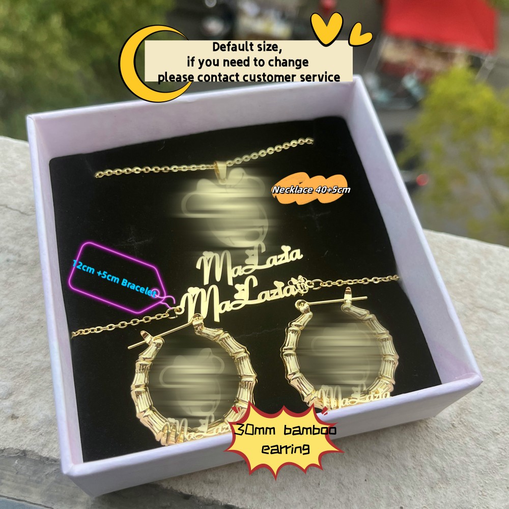 子供のためのパーソナライズされた文字のジュエリーセット,漫画 - Engraved Name Necklace のレビューと価格