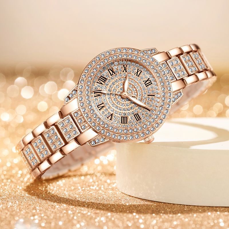 ダイヤモンドローマパターン女性クォーツ時計ジュエリートレンデ - Jewelry Watches For Kids のレビューと価格